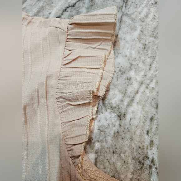SHEIN Beige Ruffle Sleeve Embroidered Blouse | Size M - Picture 3 of 8